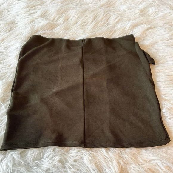 ZARA TRAFALUC Mini Skirt Women Large Green Ruffle Elastic Waist Pull On NWT - Picture 3 of 10